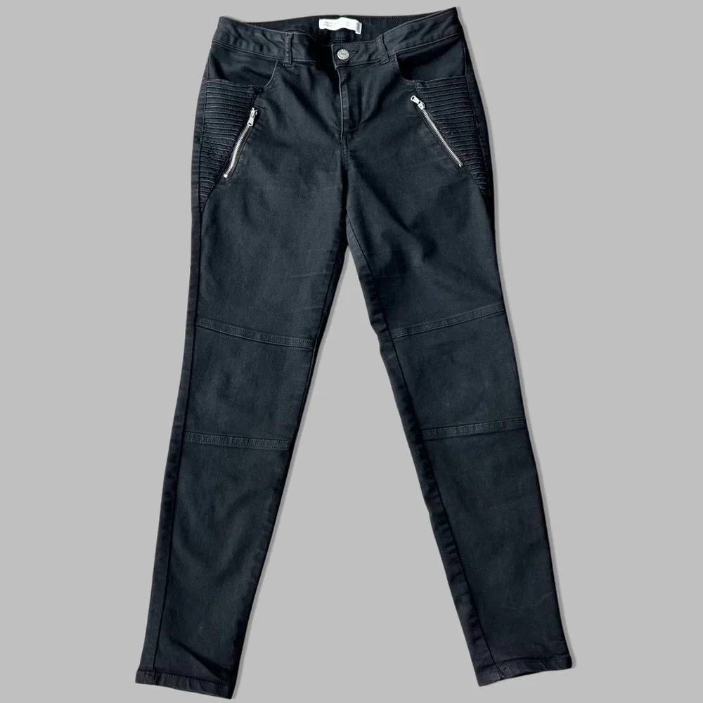 Zara Black Wash Stretch Moto  Skinny Jeans